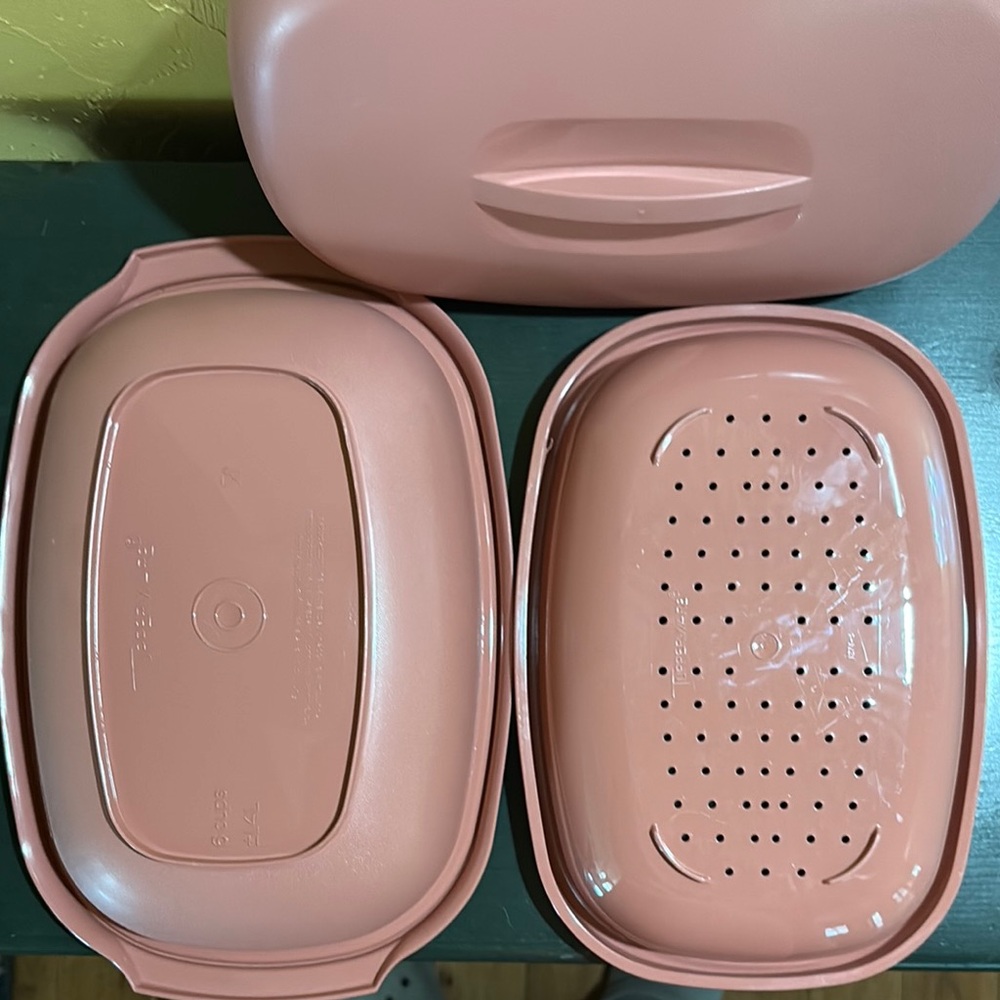Vintage Retro Tupperware mauve microwave cook set w steamer insert - Picture 3 of 3